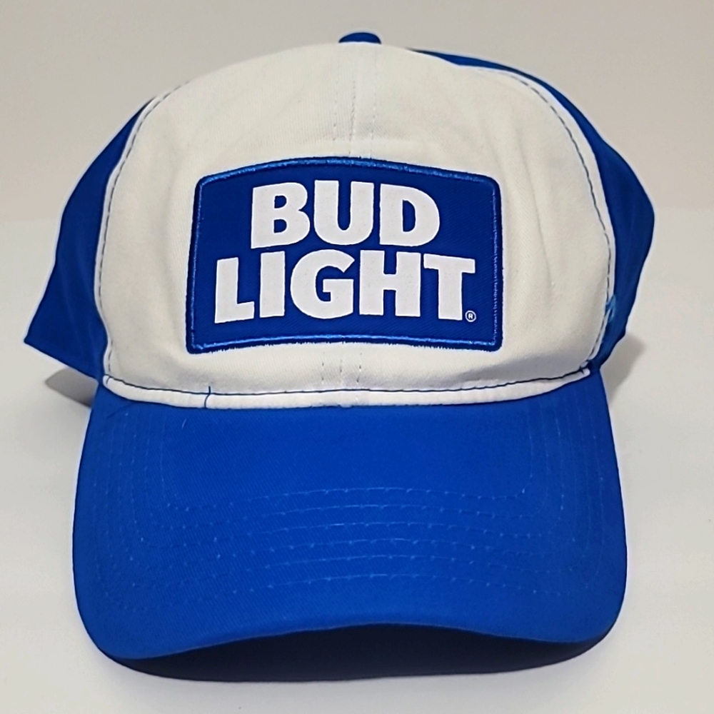 Bud Light Beer Adjustable Party Hat Cap White and Blue Budwieser